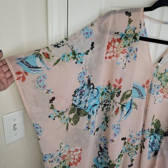 Daniel Rainn floral chiffon kimono topper size M/L - Picture 3 of 6